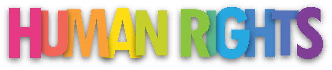 HUMAN RIGHTS colorful typography banner on transparent background
