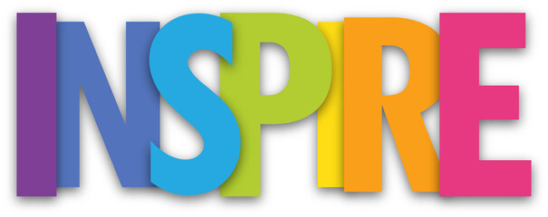 INSPIRING colorful typography banner on transparent background