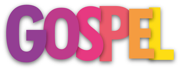 GOSPEL colorful typography banner on transparent background