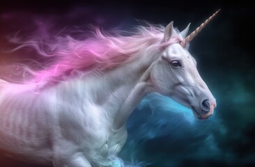 Naklejka premium Majestic unicorn with flowing mane