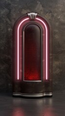 Futuristic glowing red neon arch
