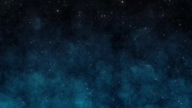 Animated dark blue night sky background with glowing stars. The milky way moving across the night sky.