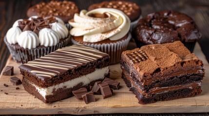 assortment of delicious chocolate desserts