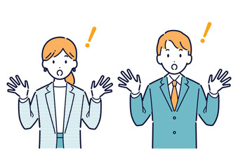 びっくりするビジネスパーソンのイラスト＿上半身