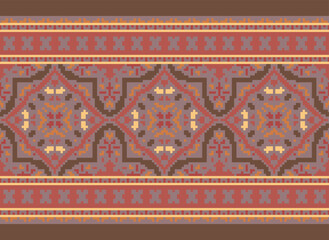 Pixel Tribal Vector pattern background, tribal seamless Aztec design, black and white geometric style,  Vector African ethnic tribal clash ornament seamless pattern  color