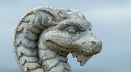 Fototapeta premium Weathered stone dragon sculpture