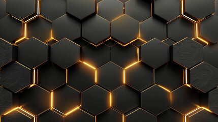 Abstract black gold line texture background hexagon