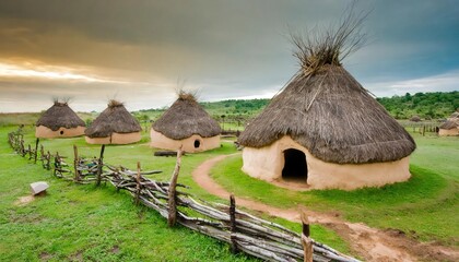 A compact, often circular structure used for housing or storage. Found in various cultures worldwide, adapting to local climate and available resources.