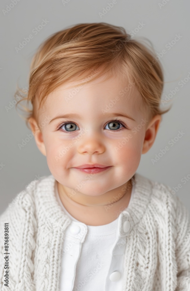 Poster adorable baby with blue eyes and blonde hair