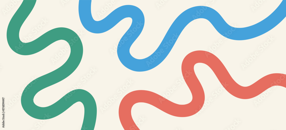 Aufkleber abstract playful minimalistic background with wavy line. backdrop with organic curvy curly stripe. w