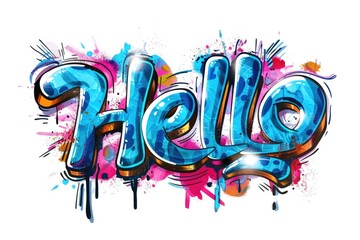 Colorful Graffiti Art Featuring Hello in Vibrant Splash Background