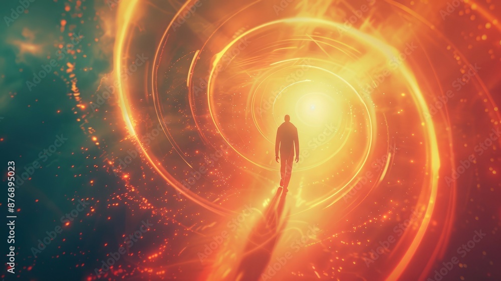 Poster abstract background with glowing lines and sparkles representing motion, technology, dynamic visual 