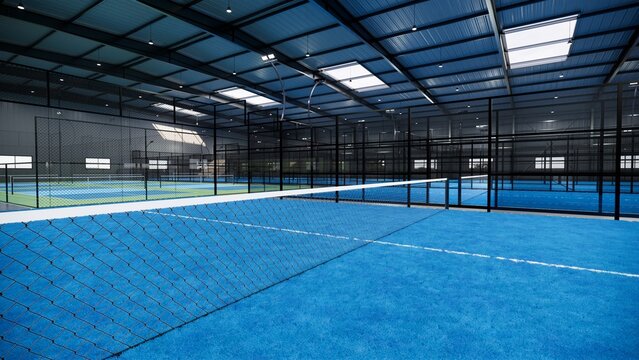 corner view an indoor padel paddle tennis court