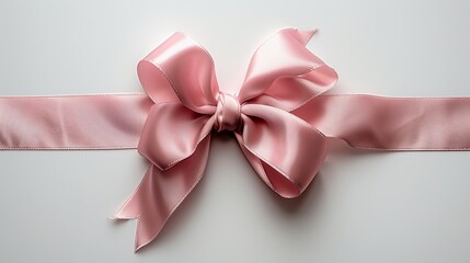pink ribbon tied in a neat bow, placed against a clean white background