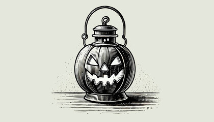 Obraz premium Detailed illustration of a jack-o'-lantern lantern