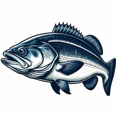 detailed Vector of a Giant Sea Bass  on  flat white background 