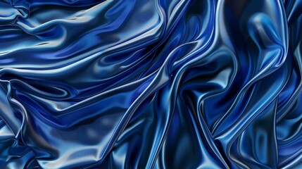 A digitally created image of flowing blue silk fabric