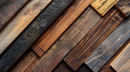 Various wooden flooring samples arranged neatly, demonstrating different textures and colors of assorted wooden floor types.