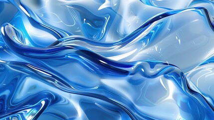 Electric blue wavy glass with dynamic, zigzag patterns and a polished surface. 