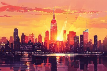 Fototapeta premium Landscape at the sunset of New York, USA