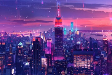 Obraz premium Landscape at the sunset of New York, USA