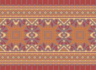 Beautiful ikat ethnic pattern. Seamless pattern in tribal, folk embroidery, and Mexican style; Abstract ethnic Aztec art. Geometric seamless pattern in tribal.