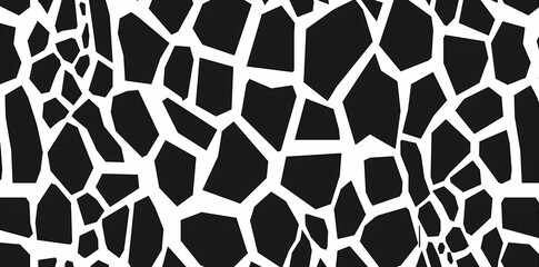 Abstract seamless pattern with broken mosaic shapes, in a black and white vector background illustration. Minimalist line art for the design of fabric print, wallpaper or textile. Monochrome mosaic te