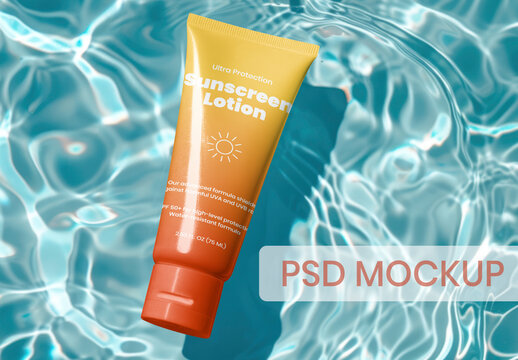 Sunscreen Tube Flatlay Mockup With Generative AI
