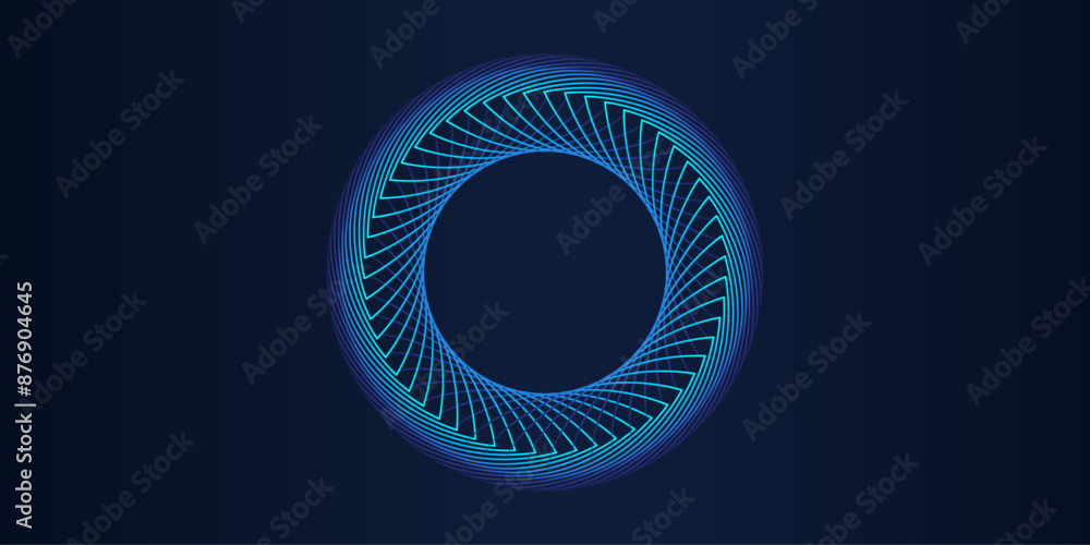 Aufkleber abstract glowing circle line pattern spin blue green light isolated on dark background. futuristic t