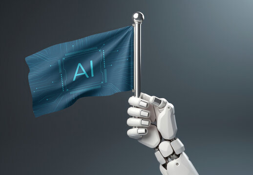 Waving Flag Mockup With Generative AI