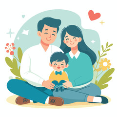 parents day silhouette vector simple illustration and White background , Adobe Illustrator Artwork