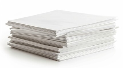 White stack of paper isolated on white background