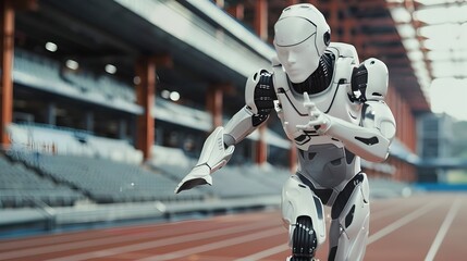 Fototapeta premium Advanced Robot Athlete Participating in Futuristic Sports Competition