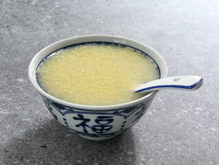 A bowl of nutritious breakfast millet porridge