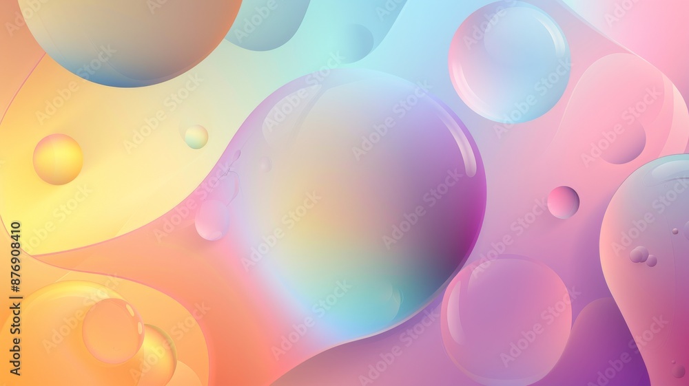 Poster abstract background - liquid bubble shapes on a fluid gradient with shadow and light effects. 3d ren