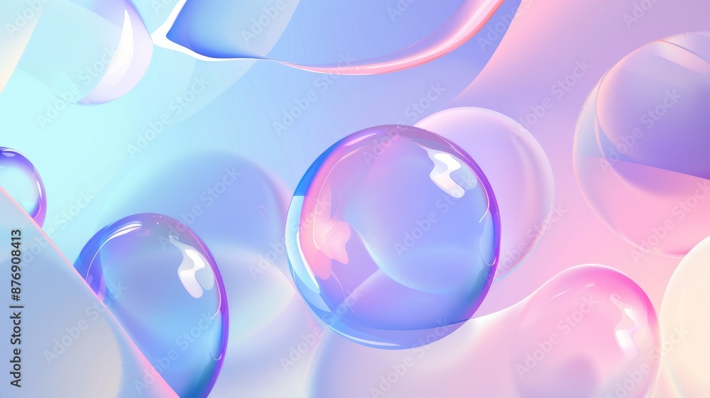 Aufkleber abstract background - liquid bubble shapes on a fluid gradient with shadow and light effects. 3d ren