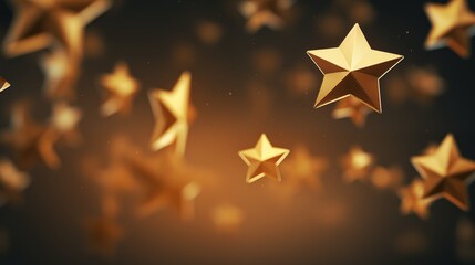 Golden Stars Floating in a Glowing Night Sky