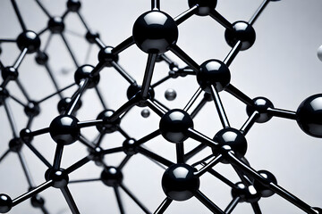 Abstract Black Molecule mode with white background. 3D rendering illustration. Three dimensional model of molecule