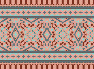 Beautiful ikat ethnic pattern. Seamless pattern in tribal, folk embroidery, and Mexican style; Abstract ethnic Aztec art. Geometric seamless pattern in tribal.