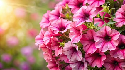 Obraz premium Beautiful background of pink petunias, pink, petunias, flowers, garden, floral, nature, spring, vibrant, colorful, blooming