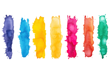 A Spectrum of Watercolor Blobs on a White Background on a White or Clear Surface PNG Transparent Background