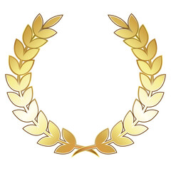 Golden isolated winner laurel branch. First place winner design