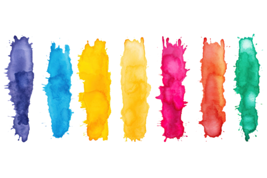 A Spectrum of Watercolor Blobs on a White Background on a White or Clear Surface PNG Transparent Background - Powered by Adobe