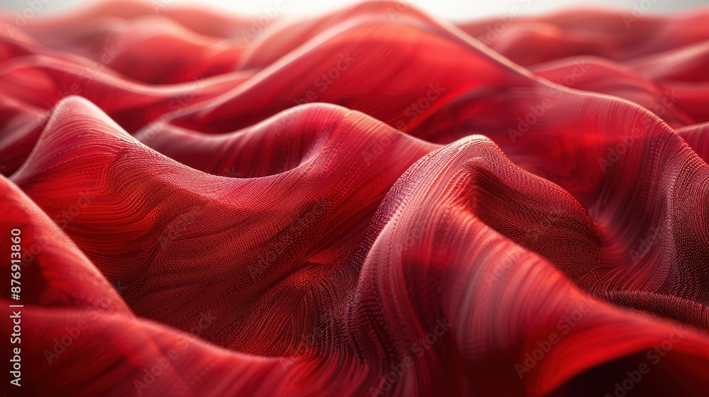 Aufkleber the image showcases an abstract representation of red fabric waves, characterized by a smooth and fl