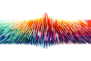 A Rainbow of Pointed Sticks Arranged in a Wave-Like Pattern on a White Background on a White or Clear Surface PNG Transparent Background