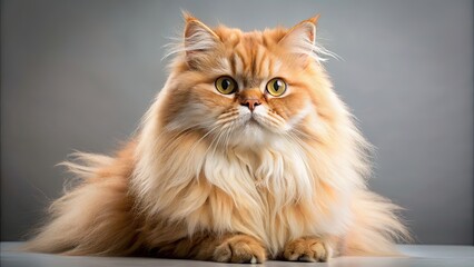Majestic Persian cat with flowing golden fur, Persian, cat, majestic, flow, golden, fur, beautiful, regal, elegant, purebred