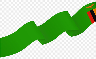 Zambia flag wave isolated on png or transparent background vector illustration.  