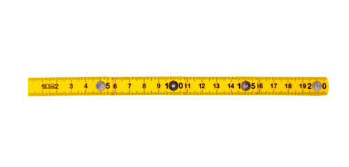 Yellow measure ruler isolated on white, transparent, Twenty cm length