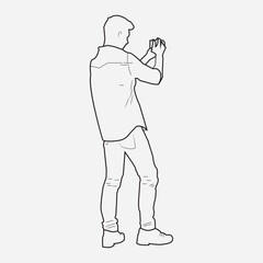 PrintTaking a picture of a boy line art isulated on white background