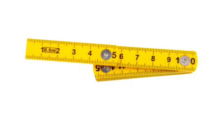 Yellow measure ruler isolated on white, transparent, Ten cm length